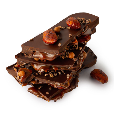 Dark chocolate with chocolate caramel 1+1