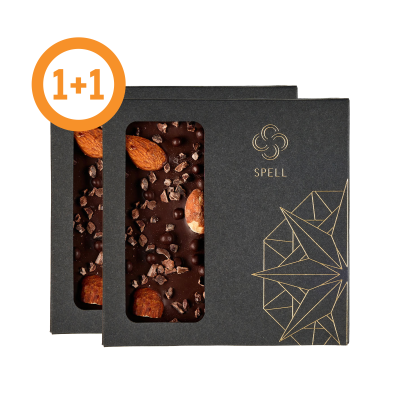 Dark chocolate with chocolate caramel 1+1
