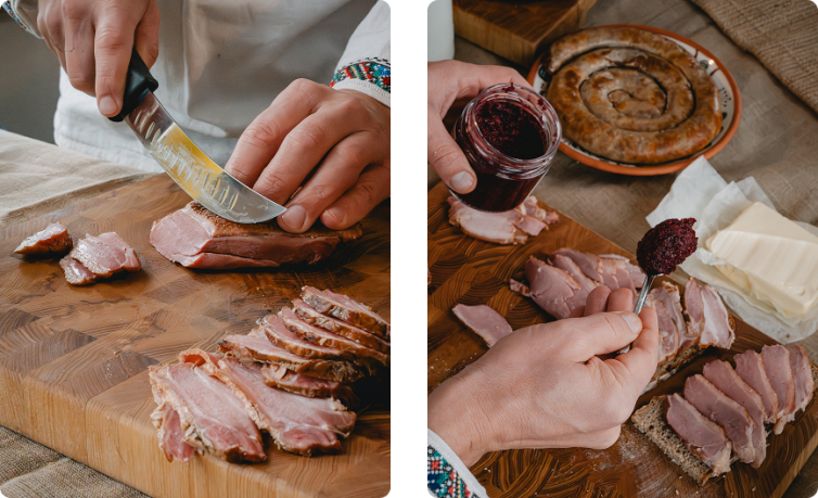 Канапка з житнім хлібом Сегель, качиним філе або свинною грудинкою та цвіклі