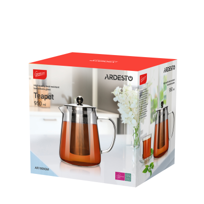 Heat-resistant glass teapot, 950 ml