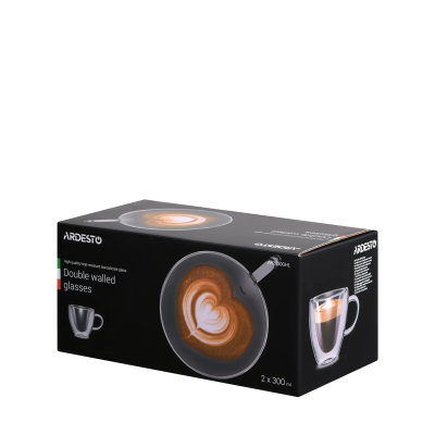 Set of cups Heart with double walls, 2 pcs 300 ml
