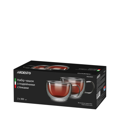 Set of heat-resistant glass cups, 300 ml, 2 pcs