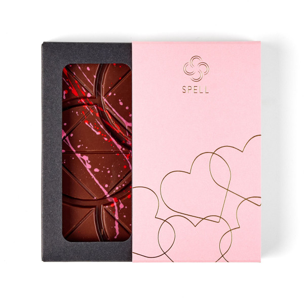 Milk chocolate with cherry marzipan Pink hearts