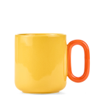 Yellow cup with orange handle, 350 ml