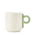 Beige cup with green handle, 350 ml