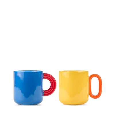 Set of colorful porcelain cups, 2pcs 350 ml