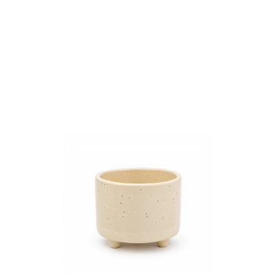 Handmade ceramic mug with legs vanilla, 150 ml
