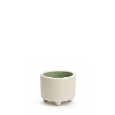 Handmade ceramic mug with legs turquoise-beige, 150 ml