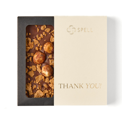 Milk chocolate with hazelnuts and salted caramel Thank you