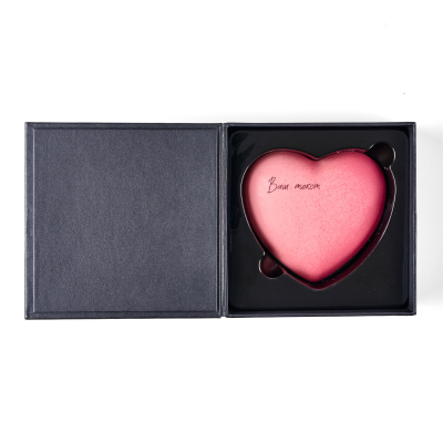 White chocolate heart with pistachio-raspberry filling