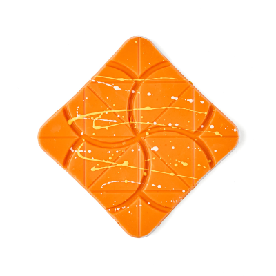 White chocolate with orange and crunchy caramel Sun in the palms Beige