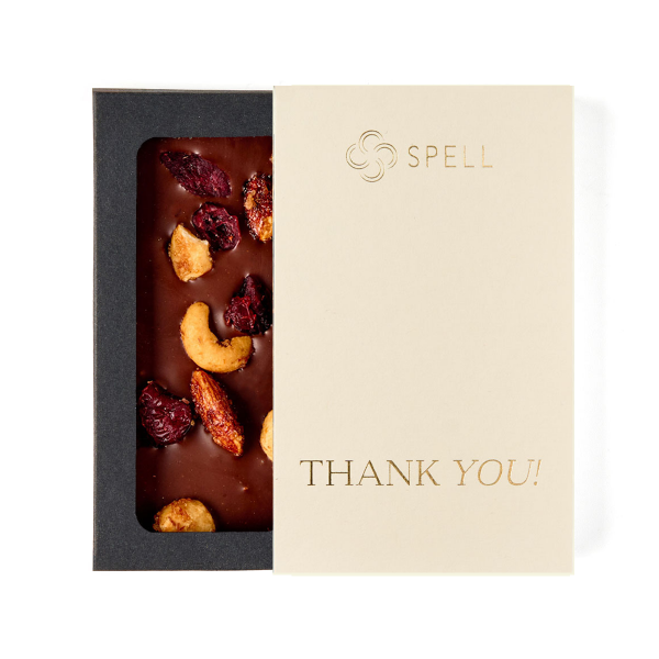 Milk chocolate with assorted nuts Thank you