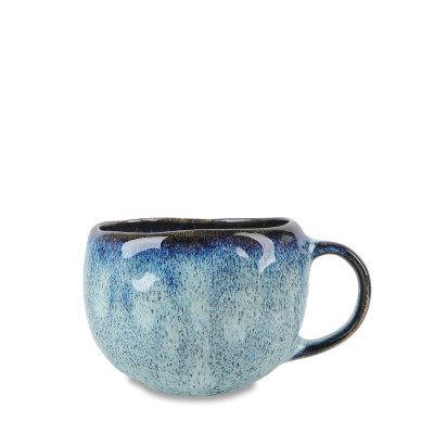 Handmade ceramic mug, wide blue, 450 m