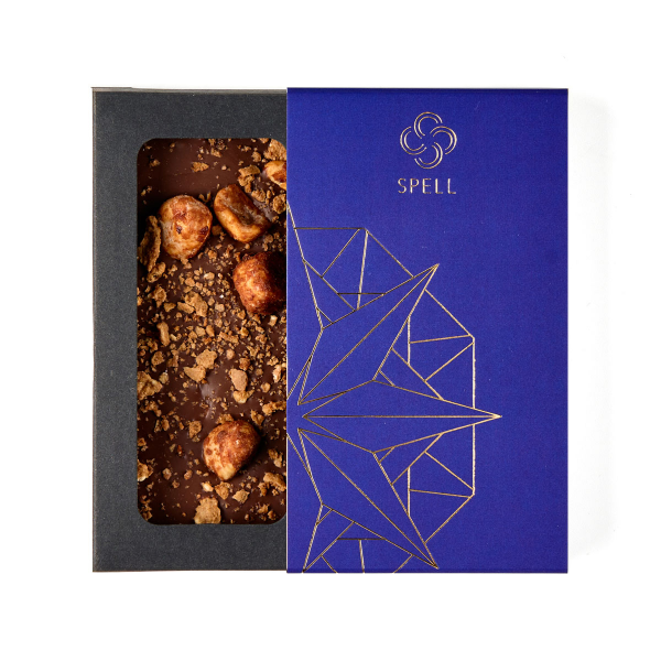 Milk chocolate with hazelnuts and salted caramel