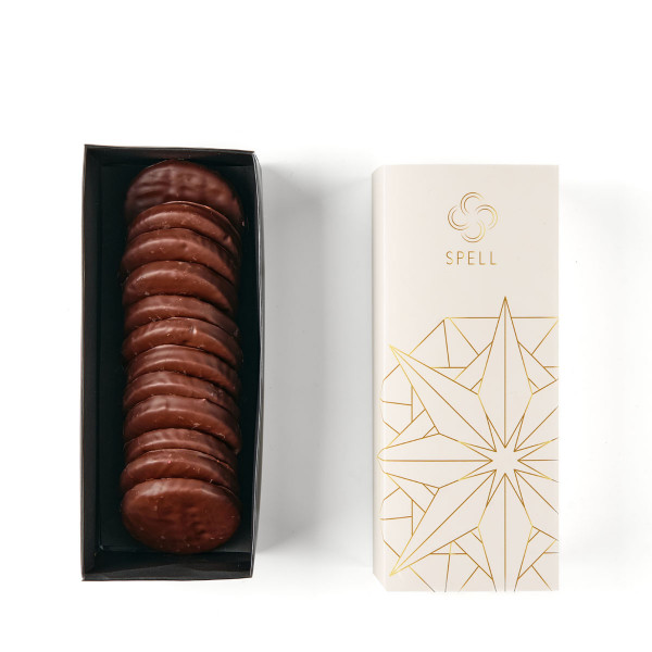 Dark chocolate-covered cookies, 12 pcs