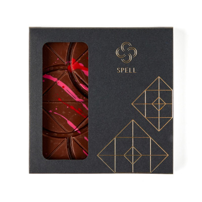 Milk chocolate with cherry marzipan