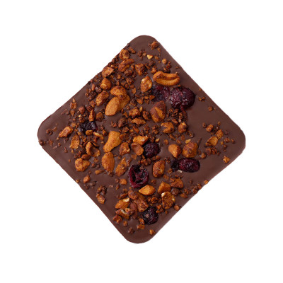 Milk chocolate with nuts and dried cranberries Love