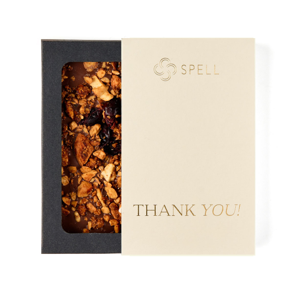 Milk chocolate with assorted nuts Thank you