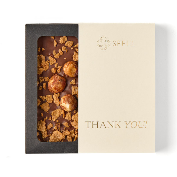 Milk chocolate with hazelnuts and salted caramel Thank you