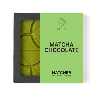 White chocolate tiles with matcha