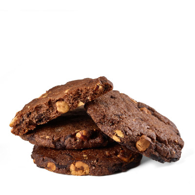 Chocolate cookies with hazelnuts and chocolate