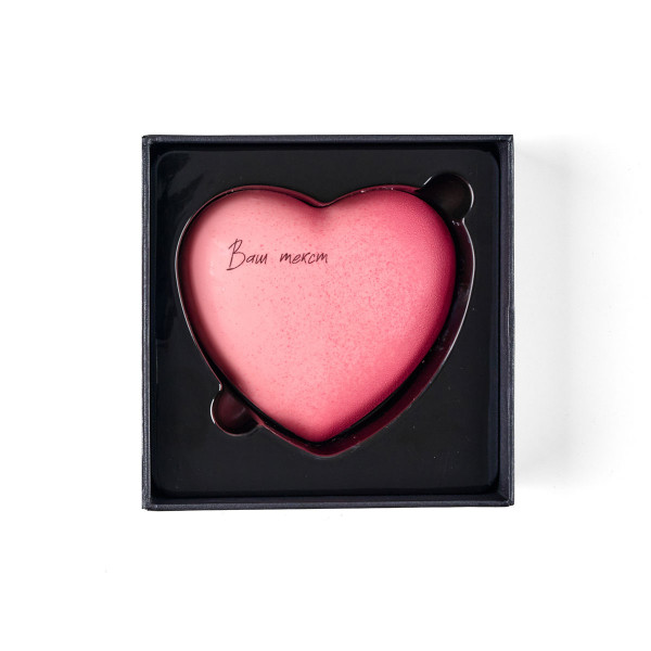 White chocolate heart with pistachio-raspberry filling