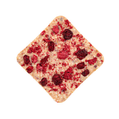 White chocolate with cranberries, cherries and raspberries Spring